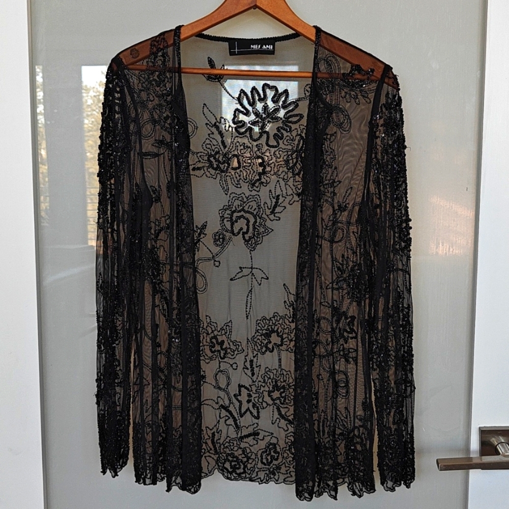 Mes Ami Black Beaded Mesh Top size S/M